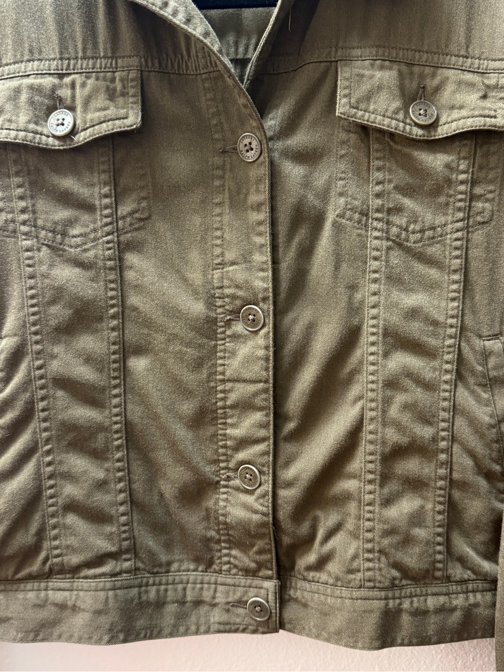 Lauren Ralph Lauren Women's Jacket Sz L Green Cotton Rayon Blend Utility Trucker - Picture 7 of 9